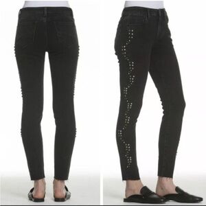DriftBlack Jackie Black Studded Women's Jeans with frayed hem in size 27